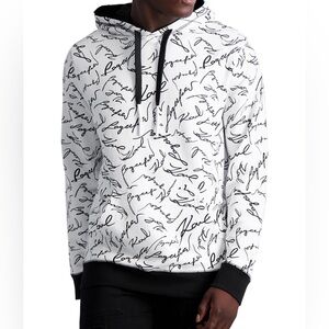 $199 Men's Karl Lagerfeld Paris Allover Signature Print Hoodie